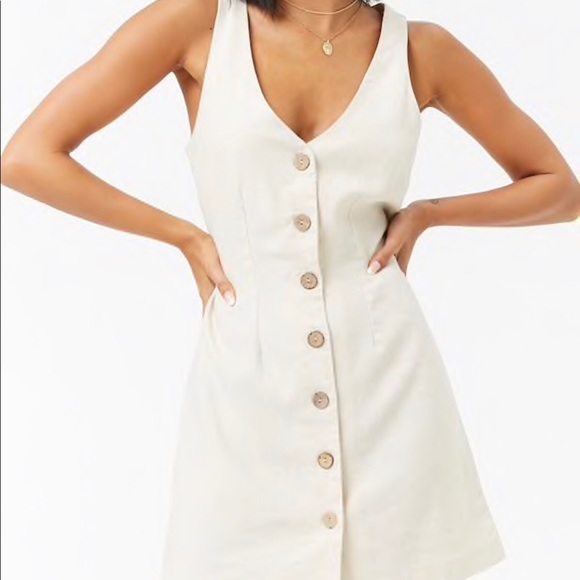 Sleeveless Button-Front Linen Dress - Picture 2 of 4